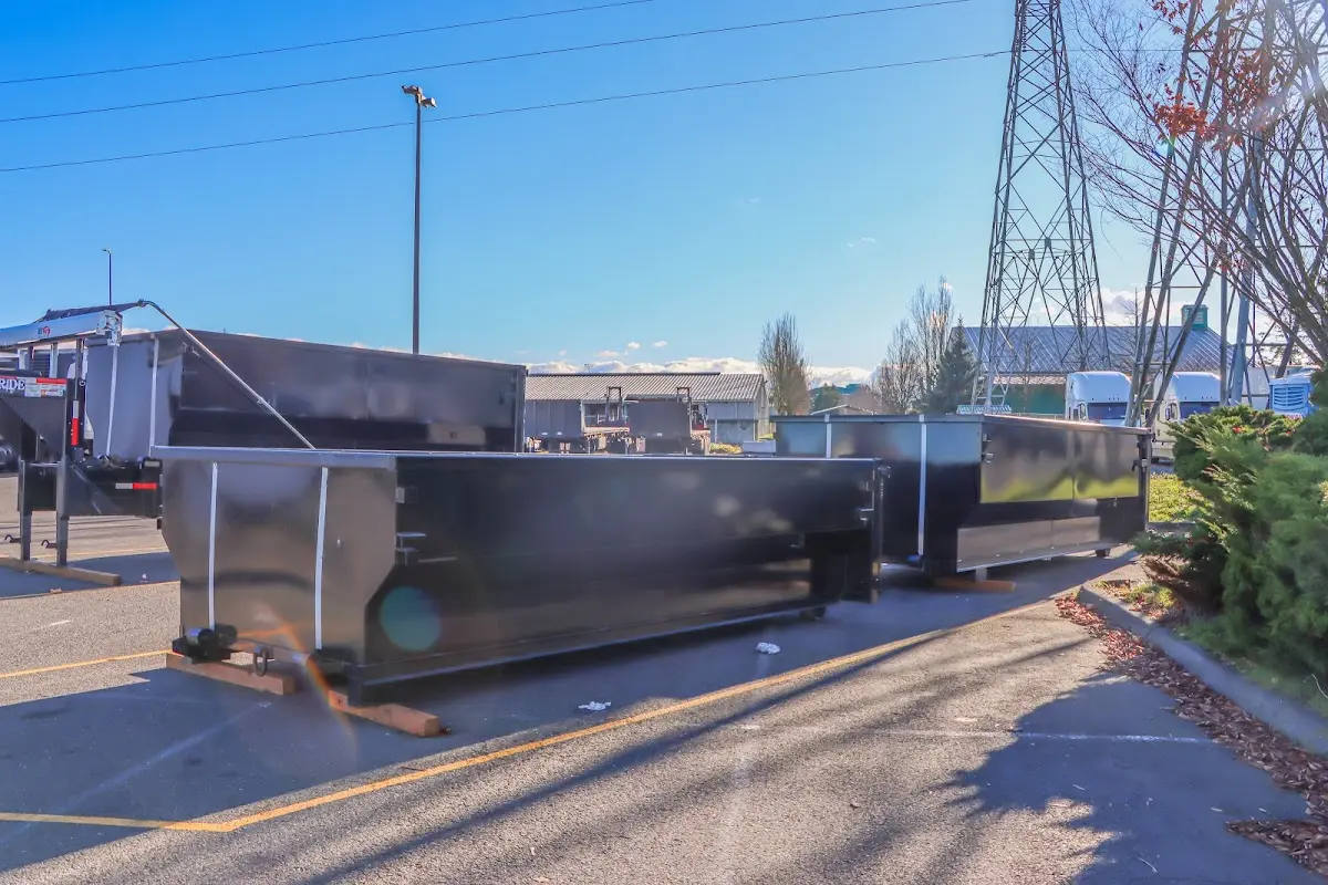 Roll-off dumpster ready for waste disposal at job site for 8 Yard Dumpster Rental in Brick